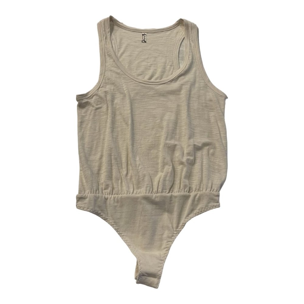Intimately Free People Gauze Cotton Sleeveless Tee Off Bodysuit in Cream Size SP